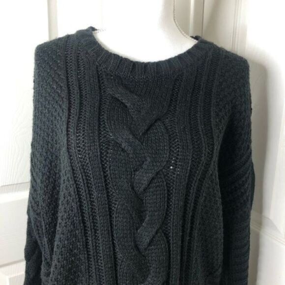 One A Mixed Knit Crew Neck Sweater Black Large - Picture 4 of 10